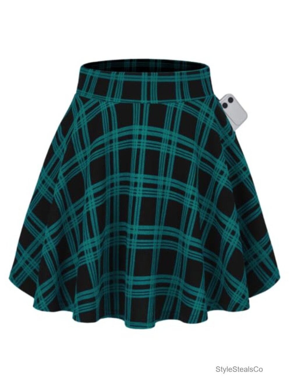 Women's Flared Mini A-Line Skater Skirt High Waist with Pockets